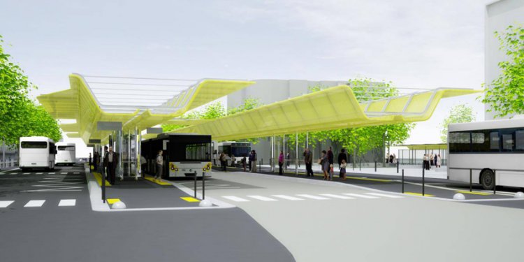 Composite awning at the St Nazaire multi-modal transport hub