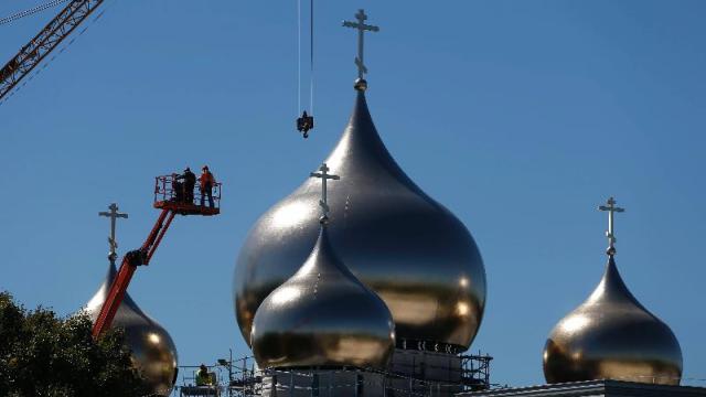 The 5 domes of the orthodox church in Paris